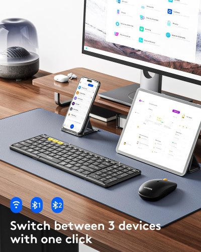SAMSERS FOLDING MULTIPLATFORM WIRELESS BLUETOOTH KEYBOARD AND MOUSE COMBO SET -ELEGANT BLACK (MODEL: KM01-K) image 2