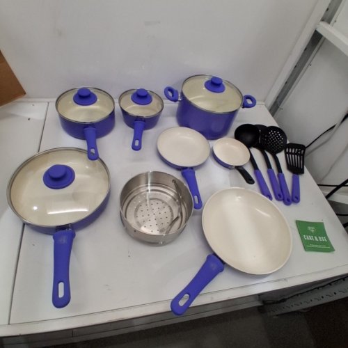 16PC GREENLIFE SOFT GRIP CERAMIC NONSTICK COOKWARE SET - PERIWINKLE image 4
