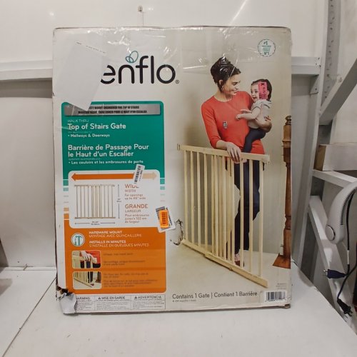 EVENFLO WALK-THRU TOP OF STAIRS EXTRA WIDE BABY & PET GATE - 32" X 30" - 48" - NATURAL WOOD BROWN (MODEL: 1050500 1050) image 3