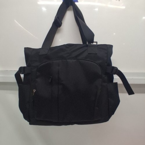 UNISEX MULTI-POCKET TOTE SHOULDER BAG WITH ADJUSTABLE STRAP AND SIDE STORAGE POCKETS - BLACK image 2
