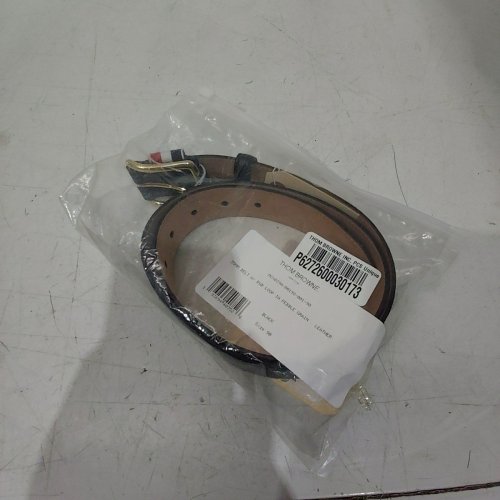 MENS THOM BROWNE PEBBLE GRAIN LEATHER BELT WITH RWB LOOP - 35 MM - SIZE 90 - BLACK (STYLE: MCX039A-001B-001-90) image 7