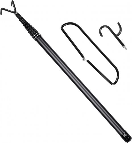 IMGOKAHA CARBON FIBER TELESCOPING DISC RETRIEVER POLE TOOL WITH HOOK FOR DISC GOLF/OUTDOOR SPORTS - 13FT - BLACK (MODEL: TX-13FT) image 2