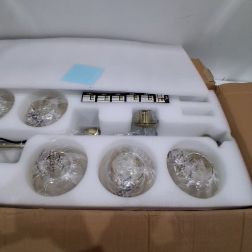 KCO LIGHTING ADJUSTABLE MID-CENTURY MODERN CEILING PENDANT CHANDELIER HANGING LIGHT - 110-240V - GOLD/SMOKE GREY GLASS (MODEL: L1039) image 4