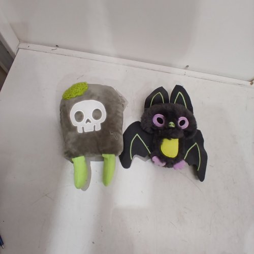 2 ASSORTED GLOW-IN-THE-DARK HALLOWEEN PLUSH TOYS - 5" - GREY/PURPLE/GREEN image 2