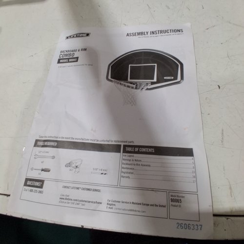 LIFETIME BASKETBALL BACKBOARD AND RIM ASSEMBLY - 44" - BLACK/BLUE (MODEL: 90065) image 2