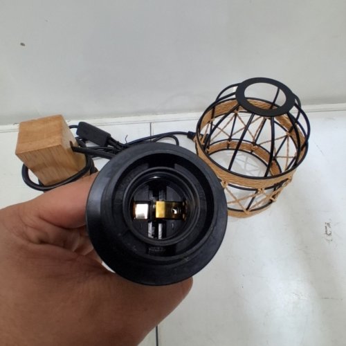 2PK CAFULAM RUSTIC WALL MOUNTED SCONCE LIGHT WITH METAL AND RATTAN WOVEN SHADE - 66.93" - BLACK/BROWN - (MODEL: WCD81) image 4