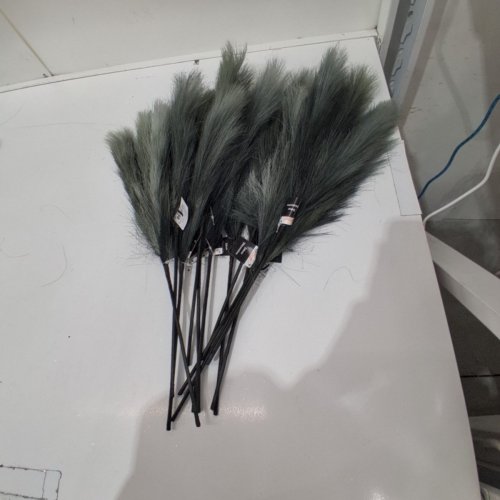 12PK WAY TO CELEBRATE! DECORATIVE FEATHER PICKS FOR VASES - GREY/BLACK image 2