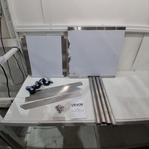 STAINLESS STEEL WORKBENCH WITH SHELF, CASTER WHEELS, & 3-SIDED BACKSPLASH - 24" X 24" X 30" - STAINLESS STEEL (MODEL: SKT610*610J) image 3