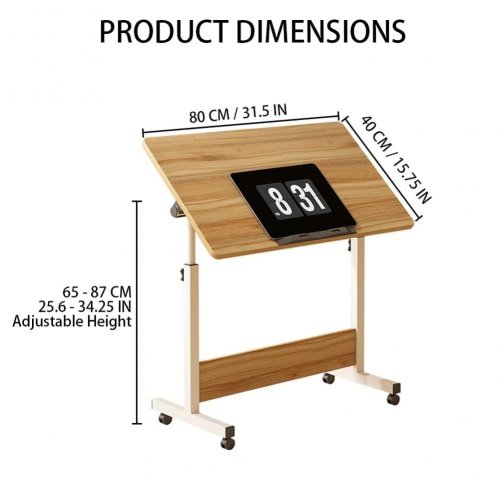 GARVEE SMALL STANDING DESK ADJUSTABLE HEIGHT FOLDABLE MOBILE COMPUTER TABLE - 16" X 31.5" - NATURAL/WHITE image 2
