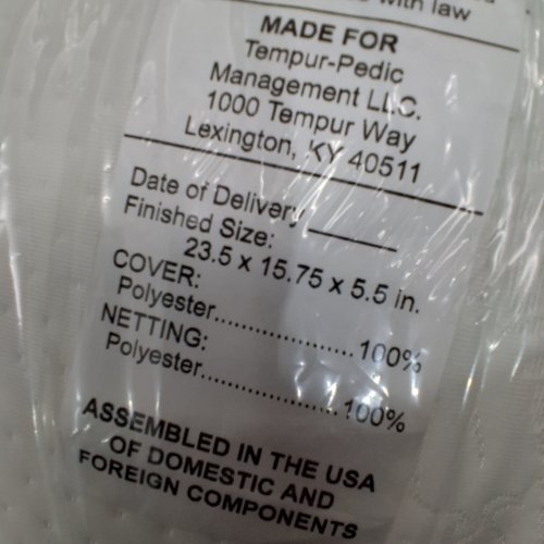 TEMPUR-PEDIC MEMORY FOAM SYMPHONY PILLOW - 23.5" X 15.75" X 5.5" - WHITE image 2