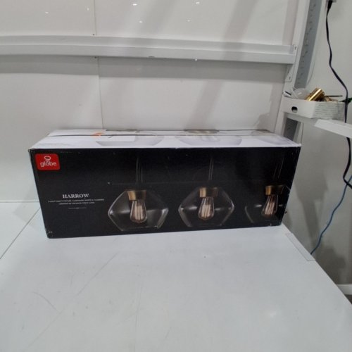 GLOBE ELECTRIC HARROW 3-LIGHT VANITY LIGHT WITH CLEAR GLASS SHADE - DARK BRONZE (MODEL: 51853) image 4