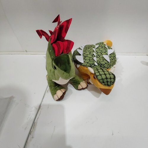2 PLUSH ANKYLOSAURUS & STEGOSAURUS DINOSAUR STUFFED ANIMALS TOYS - MULTICOLOR image 2