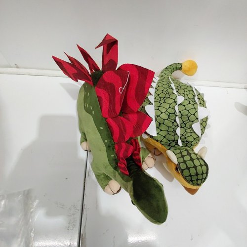 2 PLUSH ANKYLOSAURUS & STEGOSAURUS DINOSAUR STUFFED ANIMALS TOYS - MULTICOLOR image 3