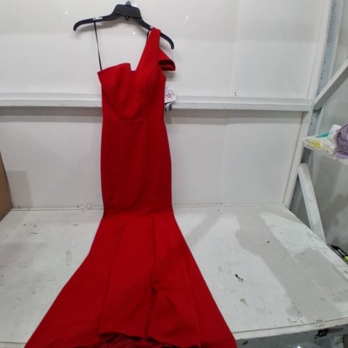 WOMEN'S BETSY & ADAM PAULINA CUTOUT ONE SHOULDER DRESS - SIZE 2 - RED (STYLE: A19997) image 2