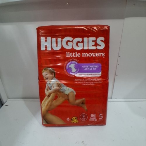 66PK HUGGIES LITTLE MOVERS DISPOSABLE BABY DIAPERS - SIZE 5 image 3