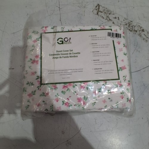 3PC GO! GREEN FLORAL DUVET COVER SET WITH PILLOWCASES - TWIN - WHITE / PINK / GREEN image 3