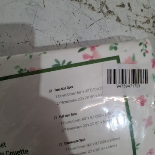 3PC GO! GREEN FLORAL DUVET COVER SET WITH PILLOWCASES - TWIN - WHITE / PINK / GREEN image 4