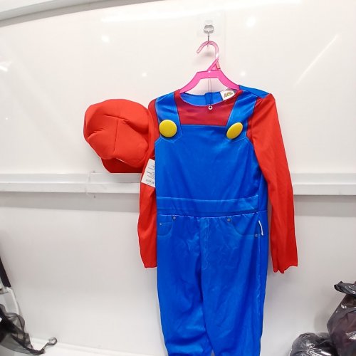 3PC KID'S SUPER MARIO CLASSIC COSTUME- MEDIUM - BLUE/RED image 2