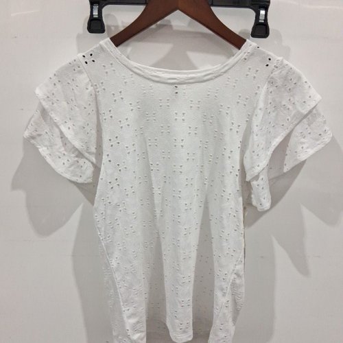 WOMEN'S EYELET SHORT SLEEVE TOP - SMALL - WHITE (STYLE: 2724022 WLB) image 2