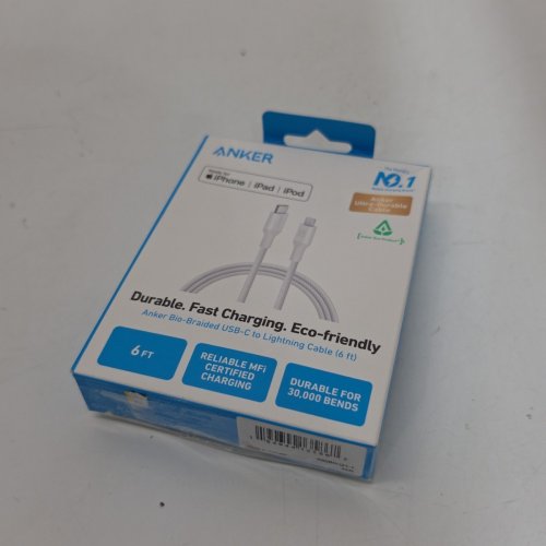 ANKER DURABLE BIO-BRAIDED USB-C TO LIGHTNING FAST CHARGING CABLE - 6FT - WHITE (MODEL: A80B6) image 3
