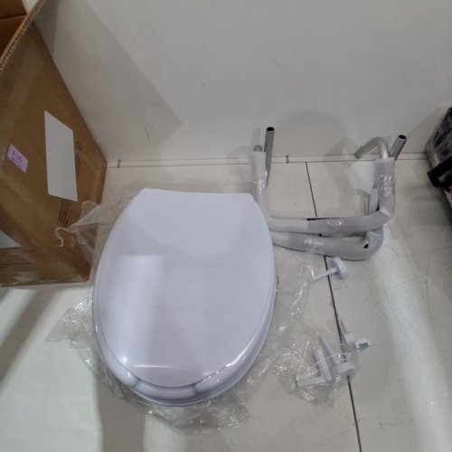 RAISED TOILET SEAT WITH ARMS - 4" - 300LB CAPACITY - WHITE/BLACK (MODEL: SC7060D-4A) image 2