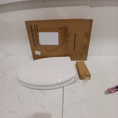 HIBBENT PREMIUM ONE BUTTON ELONGATED TOILET SEAT - WHITE image 2
