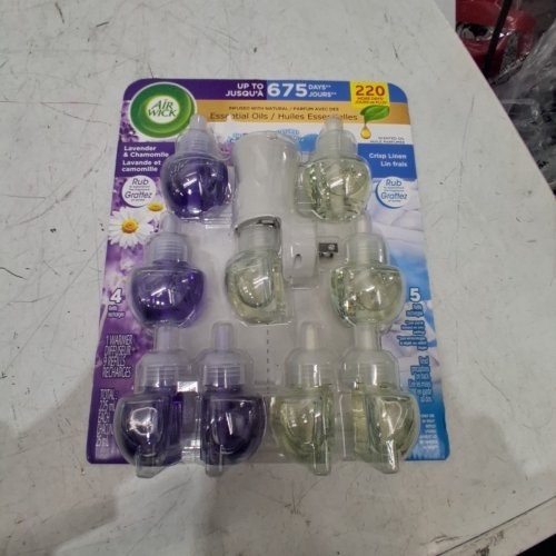 10PC AIR WICK PLUG-IN SCENTED OIL WARMER & REFILLS - 225ML/EACH - LAVENDER CHAMOMILE/CRISP LINEN (MODEL: 1316243) image 3