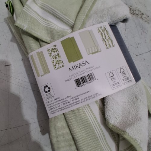 7PK MIKASA KITCHEN TOWELS - GREEN/WHITE (MODEL: 3400550) image 2