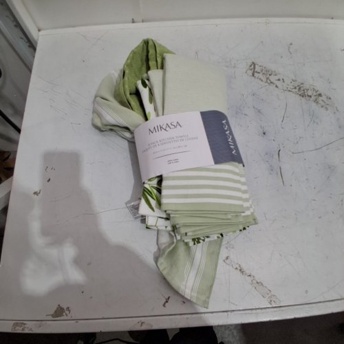 7PK MIKASA KITCHEN TOWELS - GREEN/WHITE (MODEL: 3400550) image 3