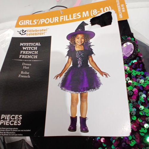 GIRLS WAY TO CELEBRATE! WITCH COSTUME - MEDIUM (8-10) - PURPLE AND BLACK image 2