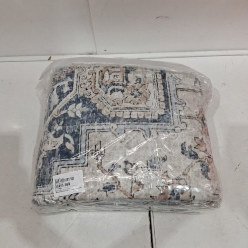 KUETH MODERN NON-SLIP MACHINE WASHABLE RETRO AREA RUG - 5FT X 7FT - BLUE / WHITE / BIEGE (MODEL: CAR1005-BLUE-5X7-WAR-R) image 3