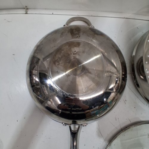 3PC STAINLESS STEEL WOK WITH STEAMER AND LID - 12.6" - STEEL (MODEL: 1984130) image 4