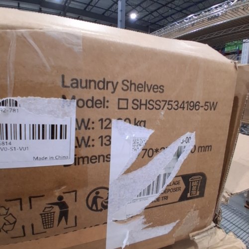 5-TIER OVER WASHER AND DRYER STORAGE SHELVES - 77" - WHITE (MODEL: SHSS7534196-5W) image 3