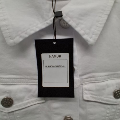 WOMEN'S BARILOCHE JEAN JACKET WITH EMBROIDERED SLEEVE - SMALL / MEDIUM - 38 - WHITE / RED OCEAN LIFE (STYLE : NAMUR) image 6