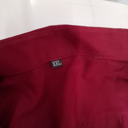 MEN'S LONG SLEEVE BUTTON-UP DRESS SHIRT - XXL - BURGUNDY image 2