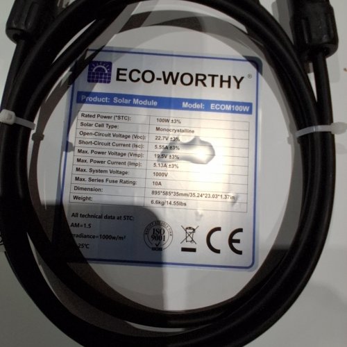 ECO-WORTHY SOLAR PANEL, 100W 12V - (MODEL: ECOM100W) image 2