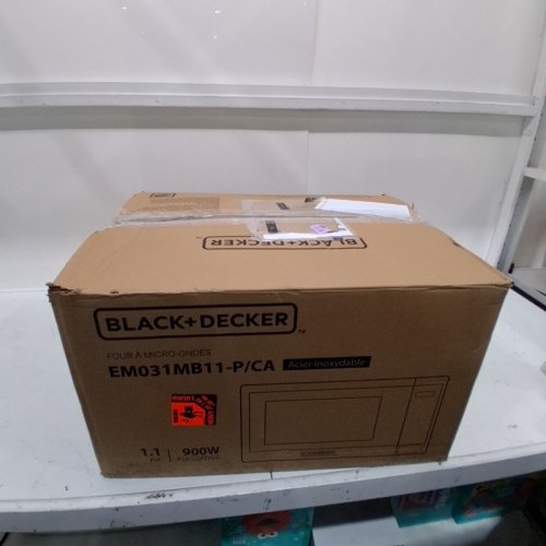 BLACK+DECKER STAINLESS STEEL MICROWAVE OVEN WITH PUSH BUTTON DOOR AND CHILD SAFETY LOCK - 900W - 1.1 CU.FT. - BLACK / SILVER (MODEL: EM031MB11-P) image 6