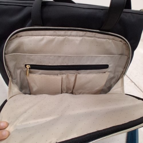 UNISEX KENNETH COLE REACTION TWILL WITH QUILTED CHEVRON BAG - FITS 15" LAPTOP - 17" X 5" X 13" - BLACK - (MODEL: 54557) image 4