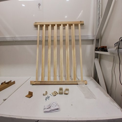 EVENFLO WALK-THRU TOP OF STAIRS BABY AND PET GATE - 32'' X 30'' - 48'' - NATURAL WOOD (MODEL: 1050) image 2