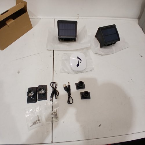 3PC HTZSAFE SOLAR WIRELESS ALARM SYSTEM, RECIEVER & 2 SENSORS KIT - WHITE / BLACK (MODEL: HB-805A-2HB-T704) image 3