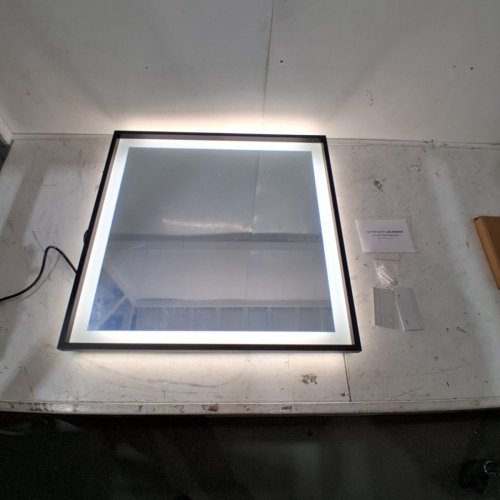 MODERN WALL MOUNTED MODERN LED MIRROR - 24" X 24" - BLACK image 2