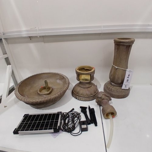 FIBERGLASS GARDEN 2 TIER SOLAR POWERED WATER FOUNTAIN - 44" - SAND STONE (MODEL: HC-243-8364) image 2