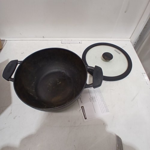 TRAMONTINA PRE-SEASONED CAST IRON KADAI/WOK - 7QT (11") - BLACK image 2