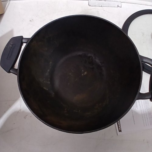 TRAMONTINA PRE-SEASONED CAST IRON KADAI/WOK - 7QT (11") - BLACK image 3