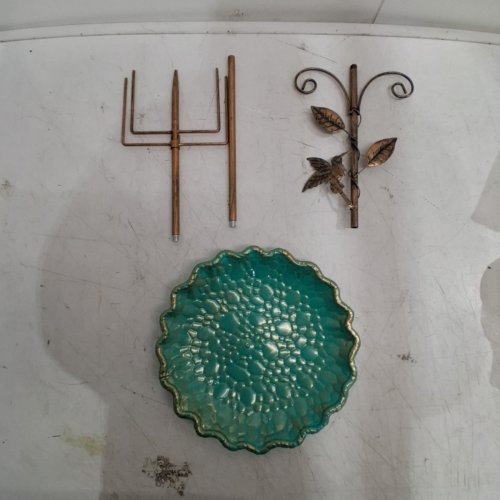 DECORATIVE AVIAN BIRD OUTDOOR BATH SET - 2FT - TEAL/COPPER image 2