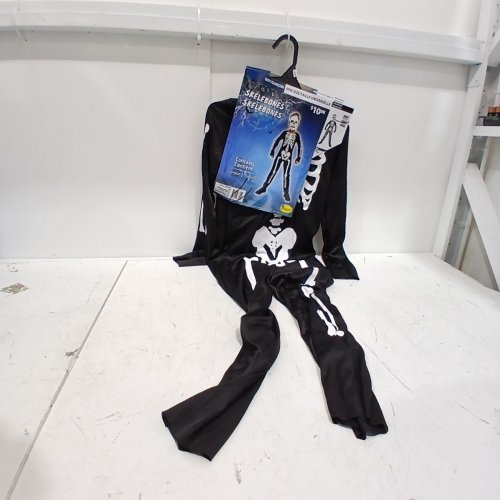 BOYS PARTYHOLIC SKELEBONES COSTUME JUMPSUIT - ONE SIZE - BLACK / WHITE image 2