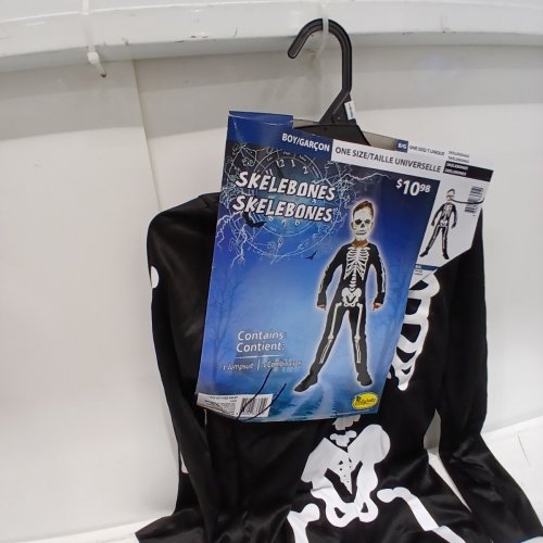 BOYS PARTYHOLIC SKELEBONES COSTUME JUMPSUIT - ONE SIZE - BLACK / WHITE image 3