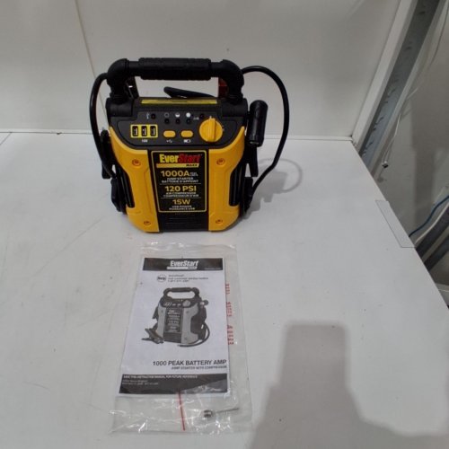 EVERSTART JUMP-STARTER W/ TRIPLE USB-A PORTS (3.1A) AND COMPRESSOR - 1000 PEAK AMP 120PSI 15W - YELLOW/BLACK (MODEL: J7CECA) image 3