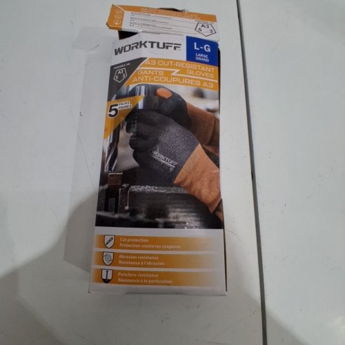 5PR WORKTUFF CUT-RESISTANT GLOVES - LARGE - BLACK / BROWN (MODEL: 1966284) image 6