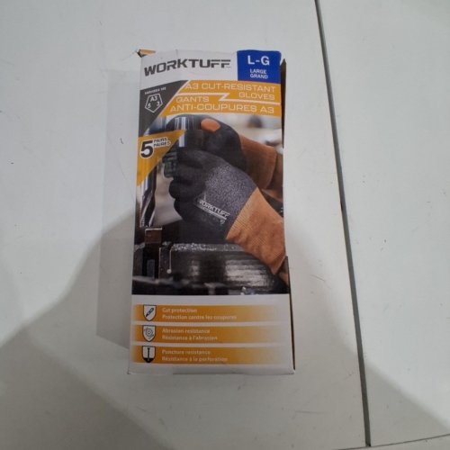 5PR WORKTUFF CUT-RESISTANT GLOVES - LARGE - BLACK / BROWN (MODEL: 1966284) image 7